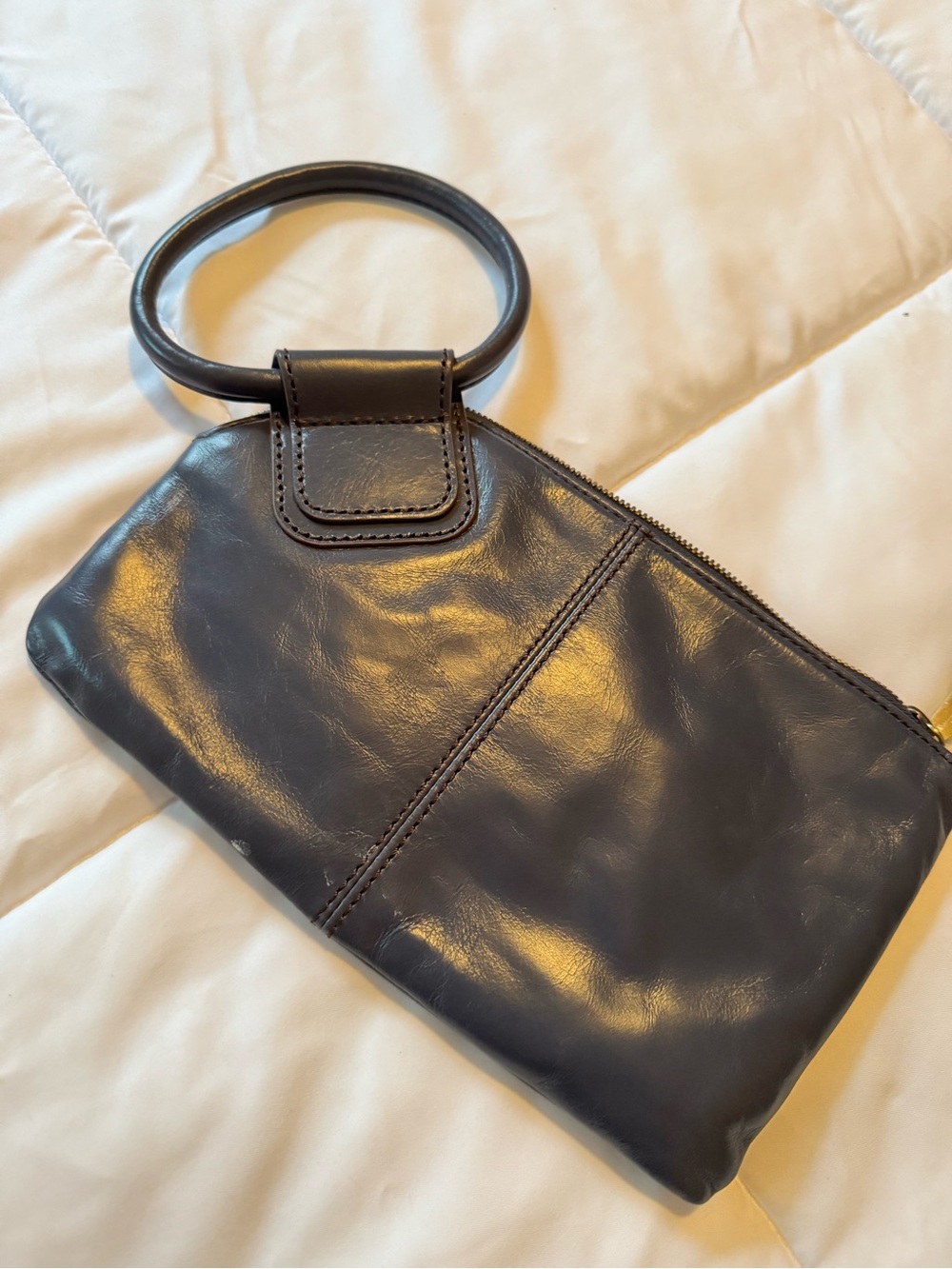 HOBO Blue Leather Ring-Handle Wristlet